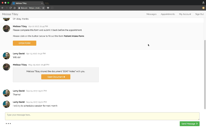 Send form through portal