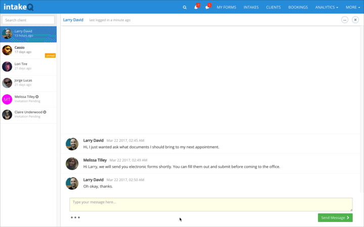 Send form through portal